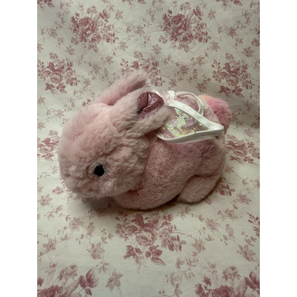 FAO Schwarz Pink Fairy Bunny Plush Stuffed Animal Wings 8"